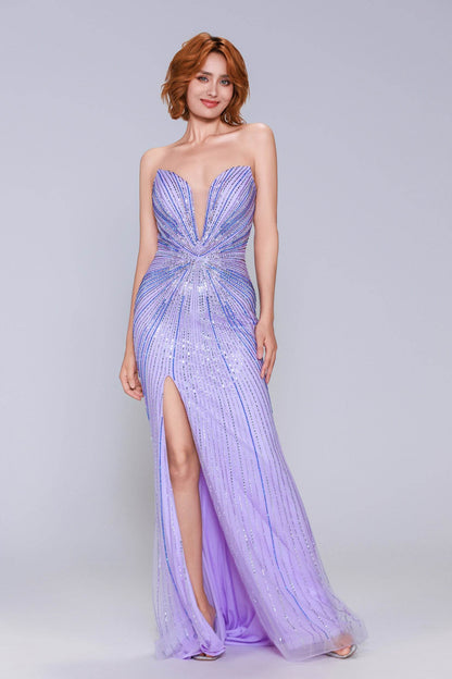 Sheath-Column Sweep-Brush Train Sequined Prom Dress CS1068