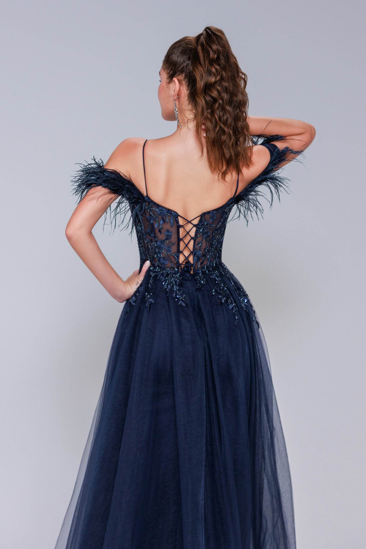 Sheath-Column Maxi Tulle Prom Dress CS1072
