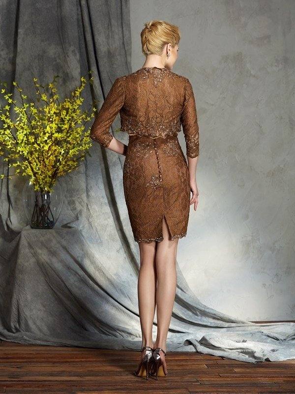 Sheath/Column Strapless Lace Sleeveless Short Lace Mother of the Bride Dresses - RongMoon