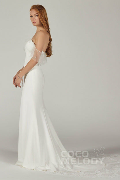 Trumpet Court Train Elastic Fabric Wedding Dress CW2217