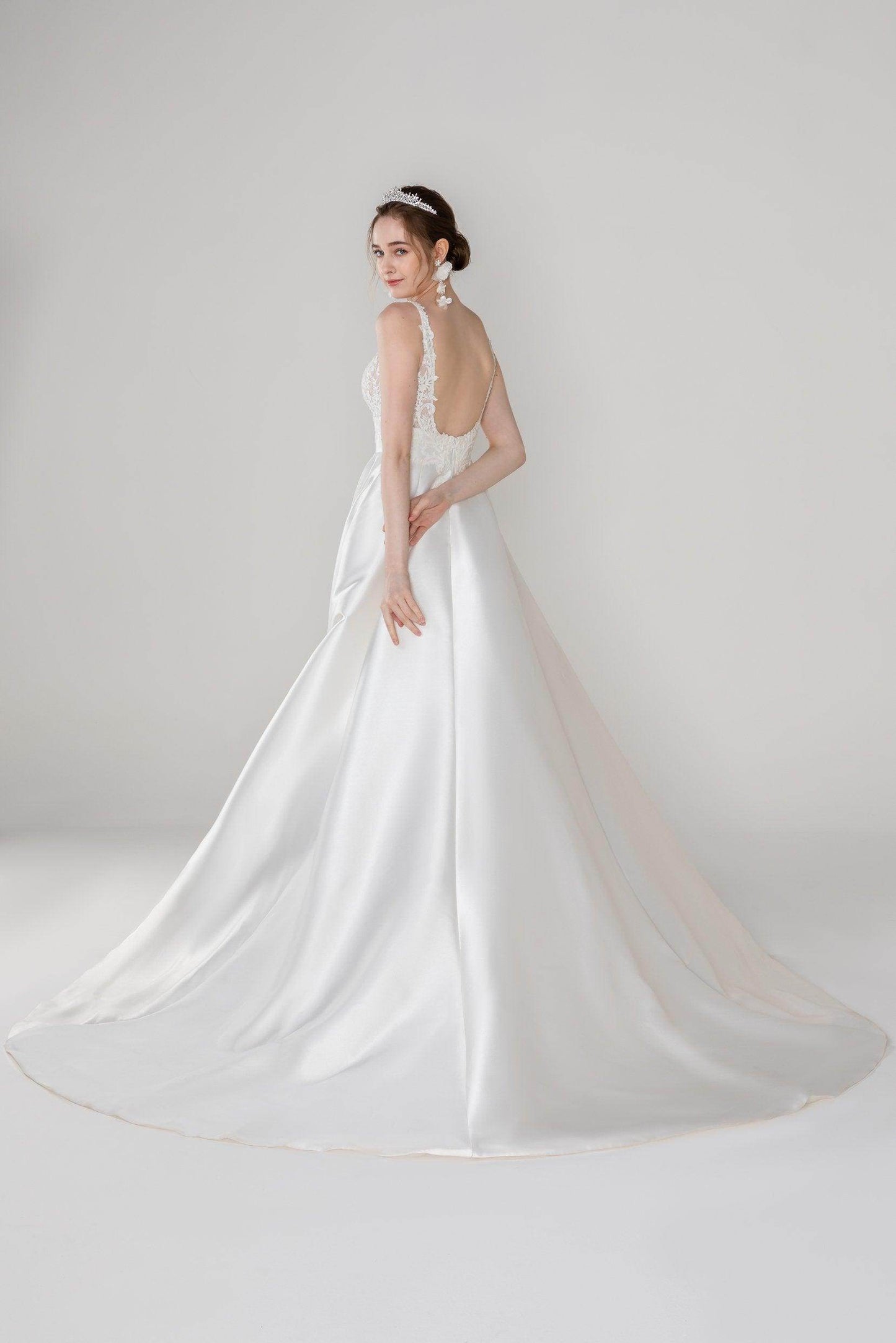 A-Line Court Train Mikado Wedding Dress CW2449