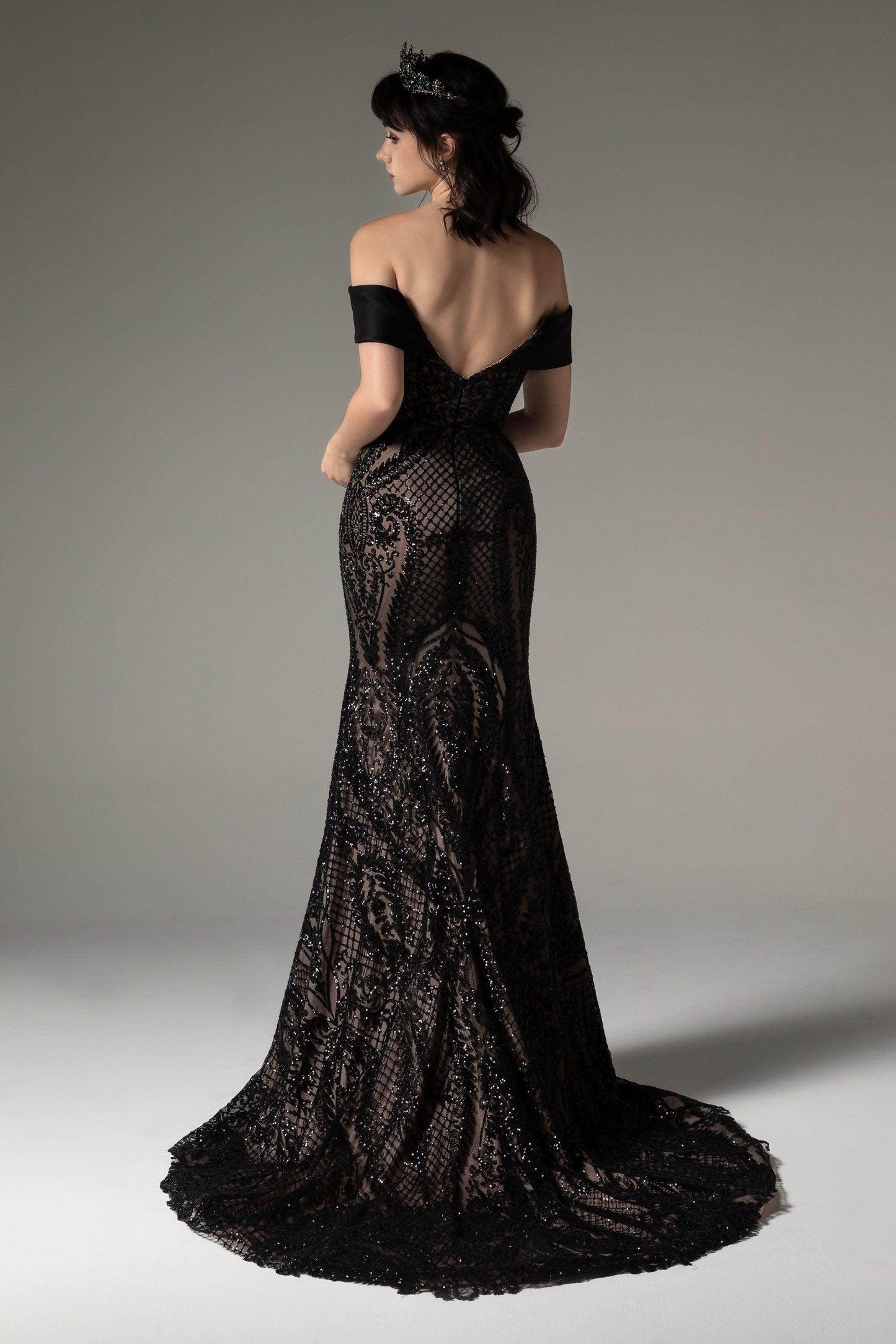 Trumpet-Mermaid Court Train Sequins Wedding Dress CW2528