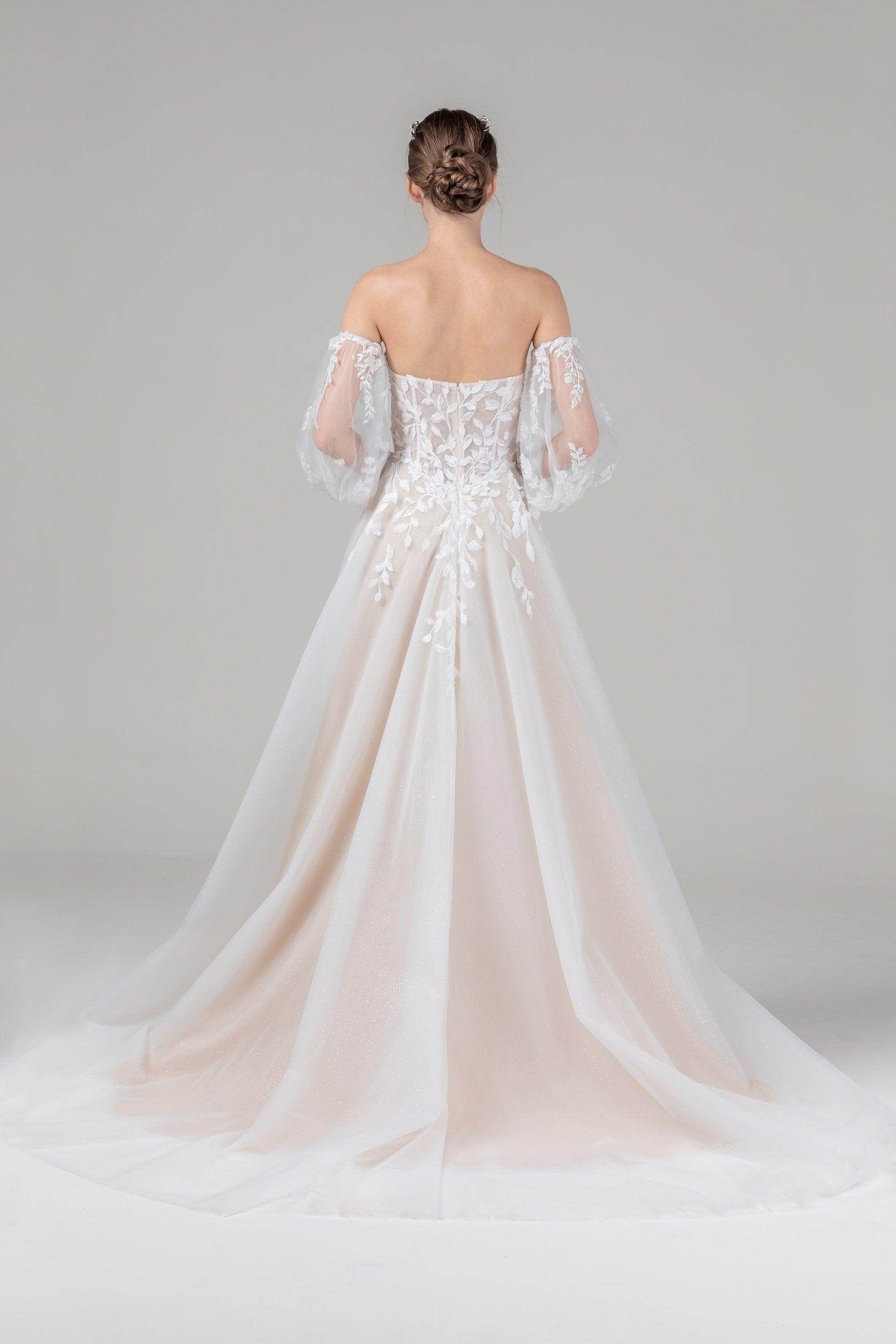 A-Line Court Train Tulle Wedding Dress CW2586