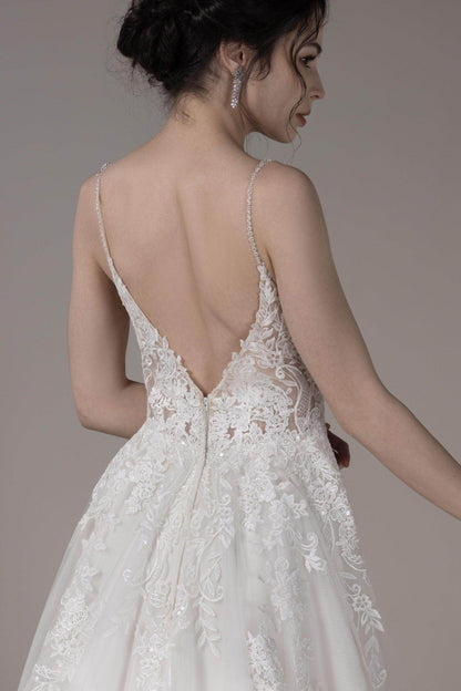 A-Line Court Train Lace Tulle Wedding Dress CW2798