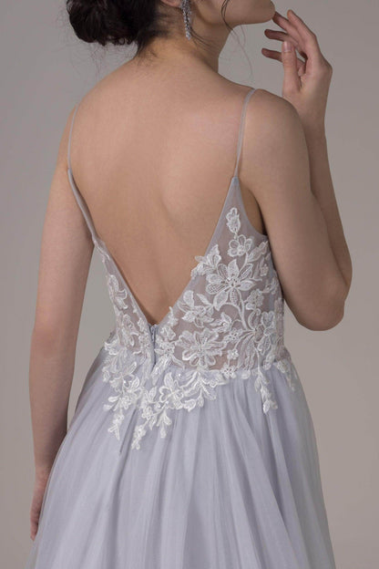 A-Line Chapel Train Lace Tulle Wedding Dress CW2807