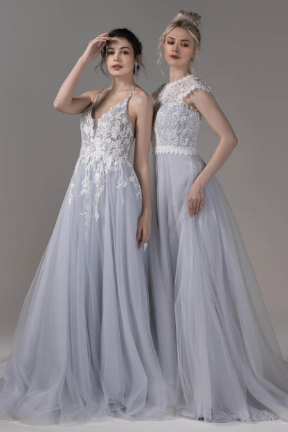 A-Line Court Train Lace Tulle Wedding Dress CW2814