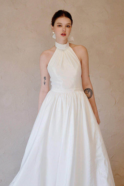 A-Line Sweep-Brush Train Taffeta Wedding Dress CW3064