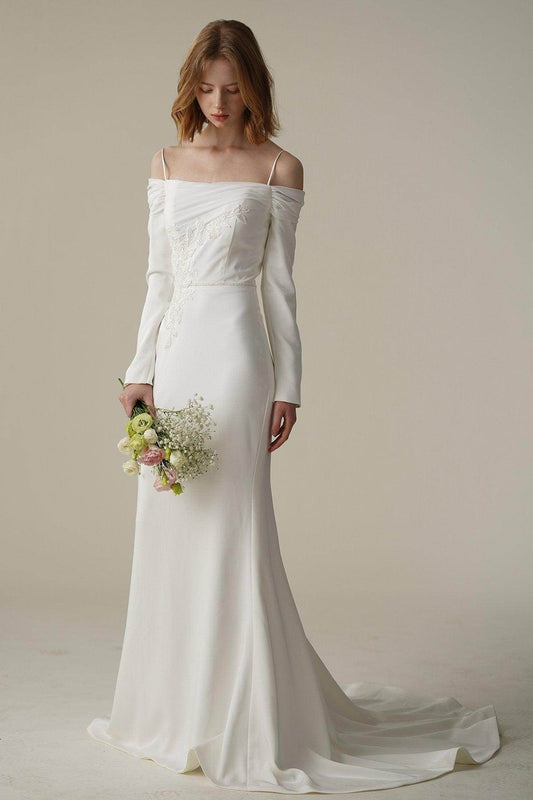 Trumpet-Mermaid Court Train Satin Wedding Dress CW3088