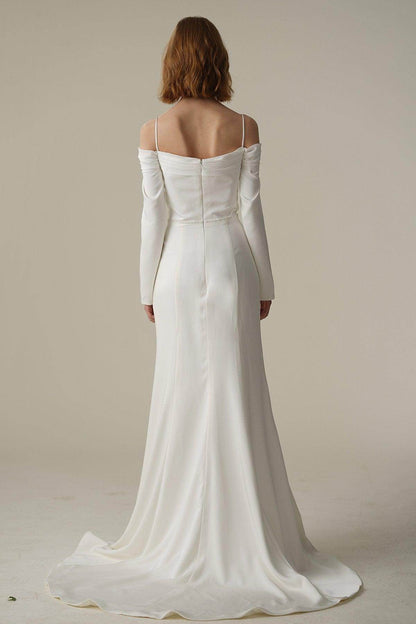 Trumpet-Mermaid Court Train Satin Wedding Dress CW3088