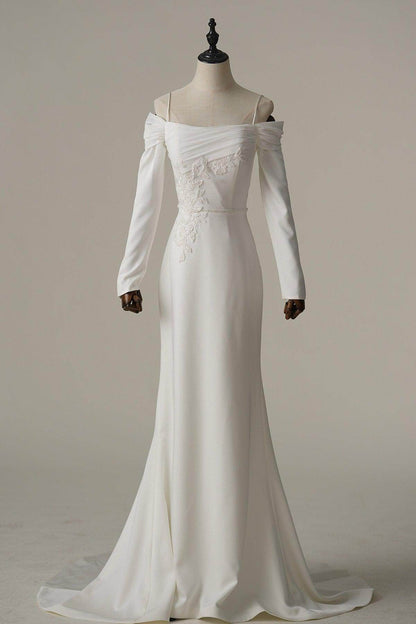 Trumpet-Mermaid Court Train Satin Wedding Dress CW3088