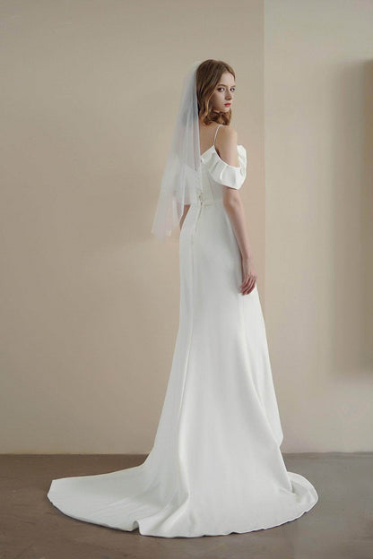 Sheath Sweep-Brush Train Elastic Cloth Wedding Dress CW3215