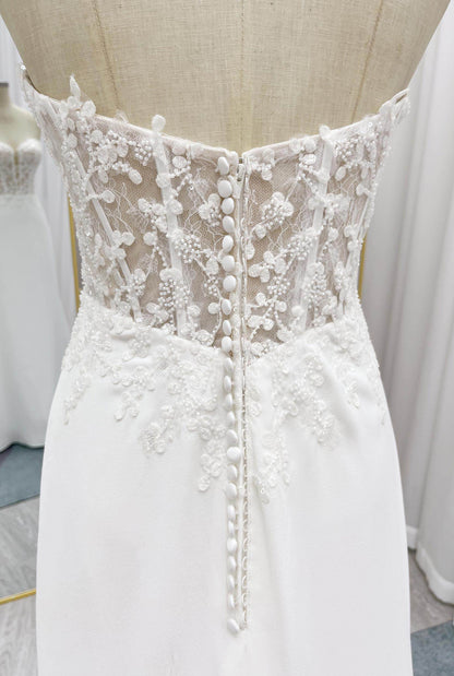 Sheath Court Train Lace Luxuriant Satin Wedding Dress CW3232
