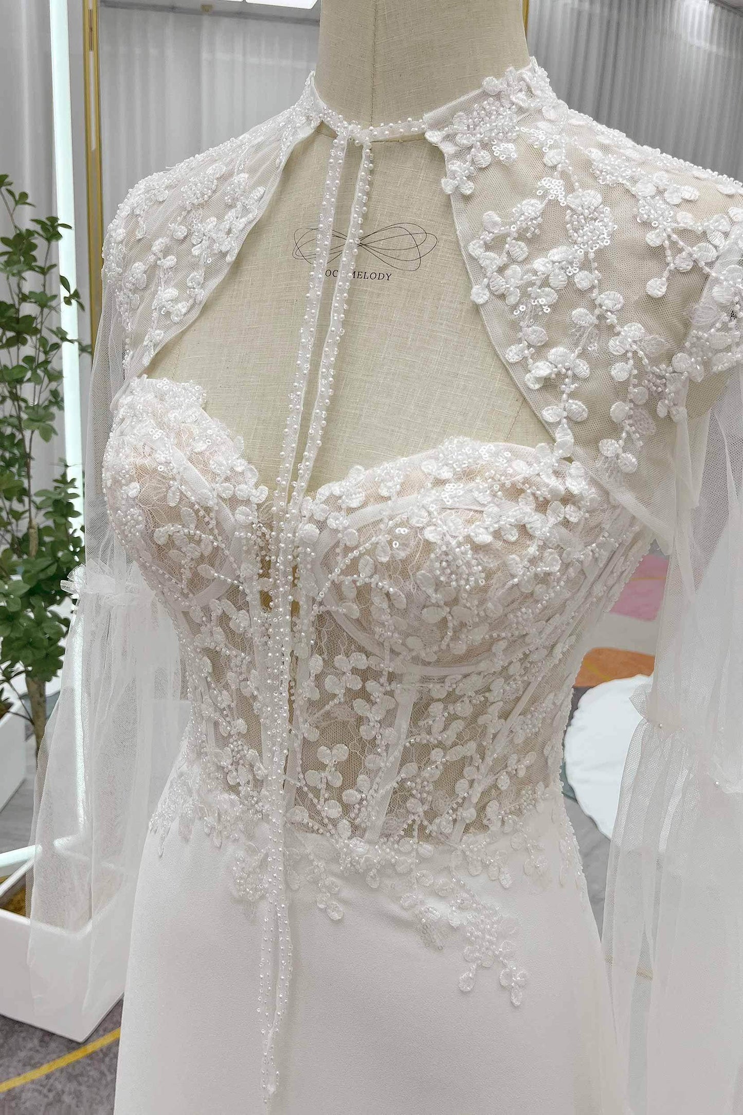 Sheath Court Train Lace Luxuriant Satin Wedding Dress CW3264