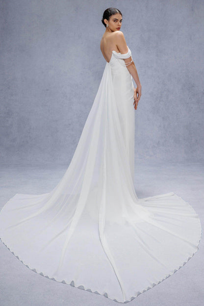 Sheath-Column Chapel Train Chiffon Wedding Dress CW3330
