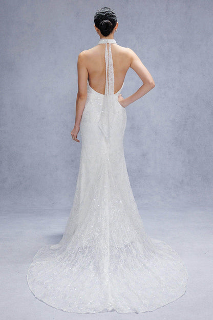 Trumpet-Mermaid Court Train Satin Wedding Dress CW3331