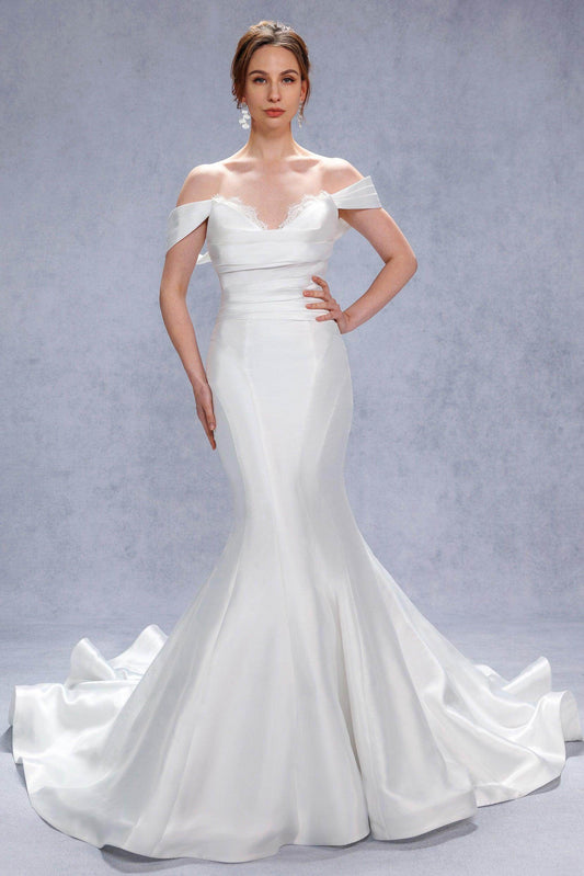 Trumpet-Mermaid Court Train Glitter Wedding Dress CW3334