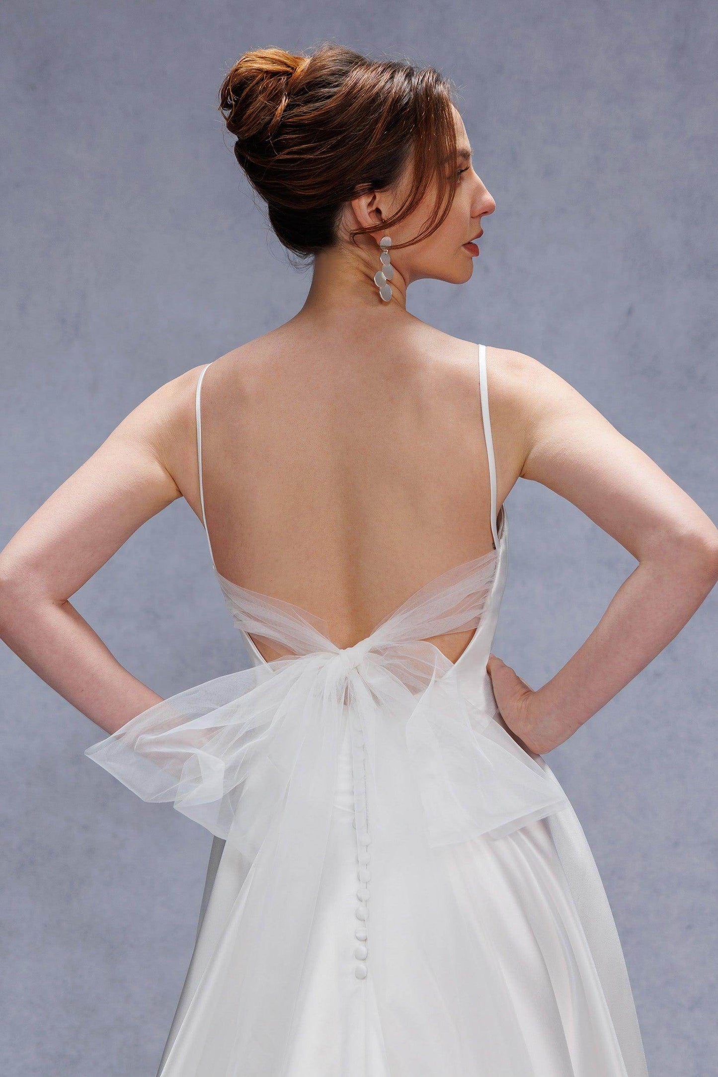 A-Line Court Train Satin Tulle Wedding Dress CW3336