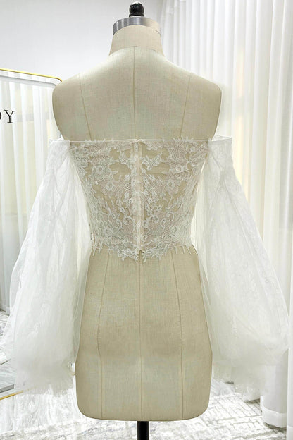 A-Line Court Train Lace Tulle Wedding Dress CW3337
