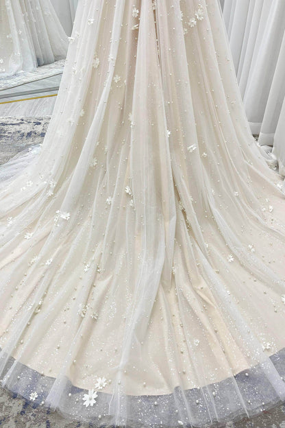 A-Line Court Train Tulle Wedding Dress CW3341