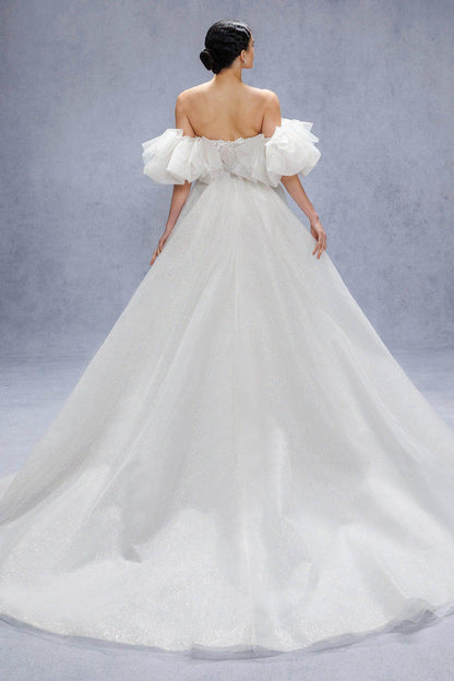 A-Line Court Train Glitter Wedding Dress CW3342
