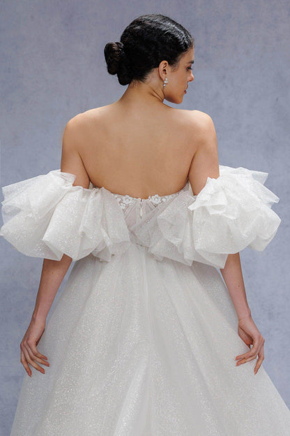 A-Line Court Train Glitter Wedding Dress CW3342