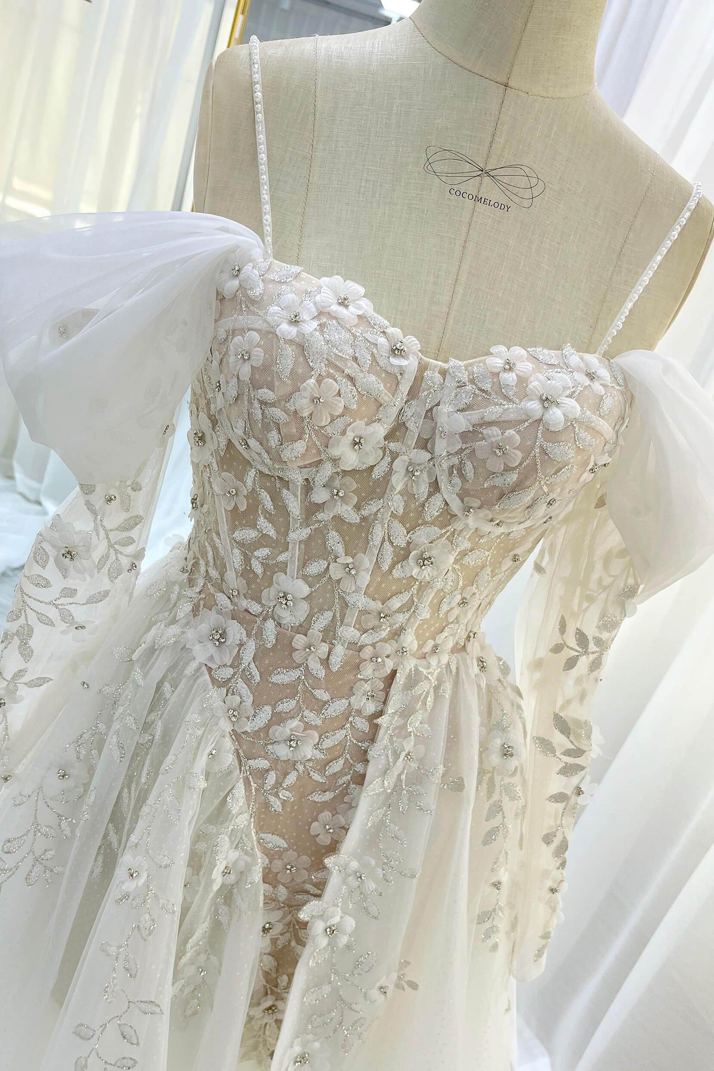 A-Line Court Train Tulle Wedding Dress CW3343