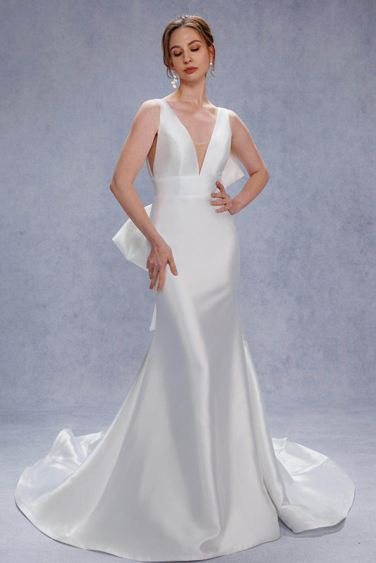 Trumpet-Mermaid Court Train Mikado Wedding Dress CW3356