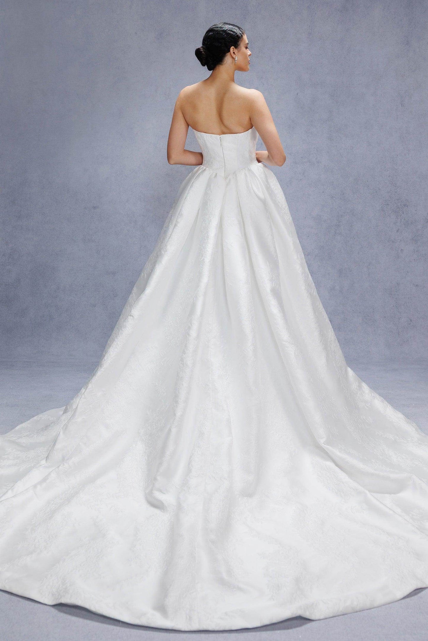 Ball Gown Court Train Jacquard Satin Wedding Dress CW3532