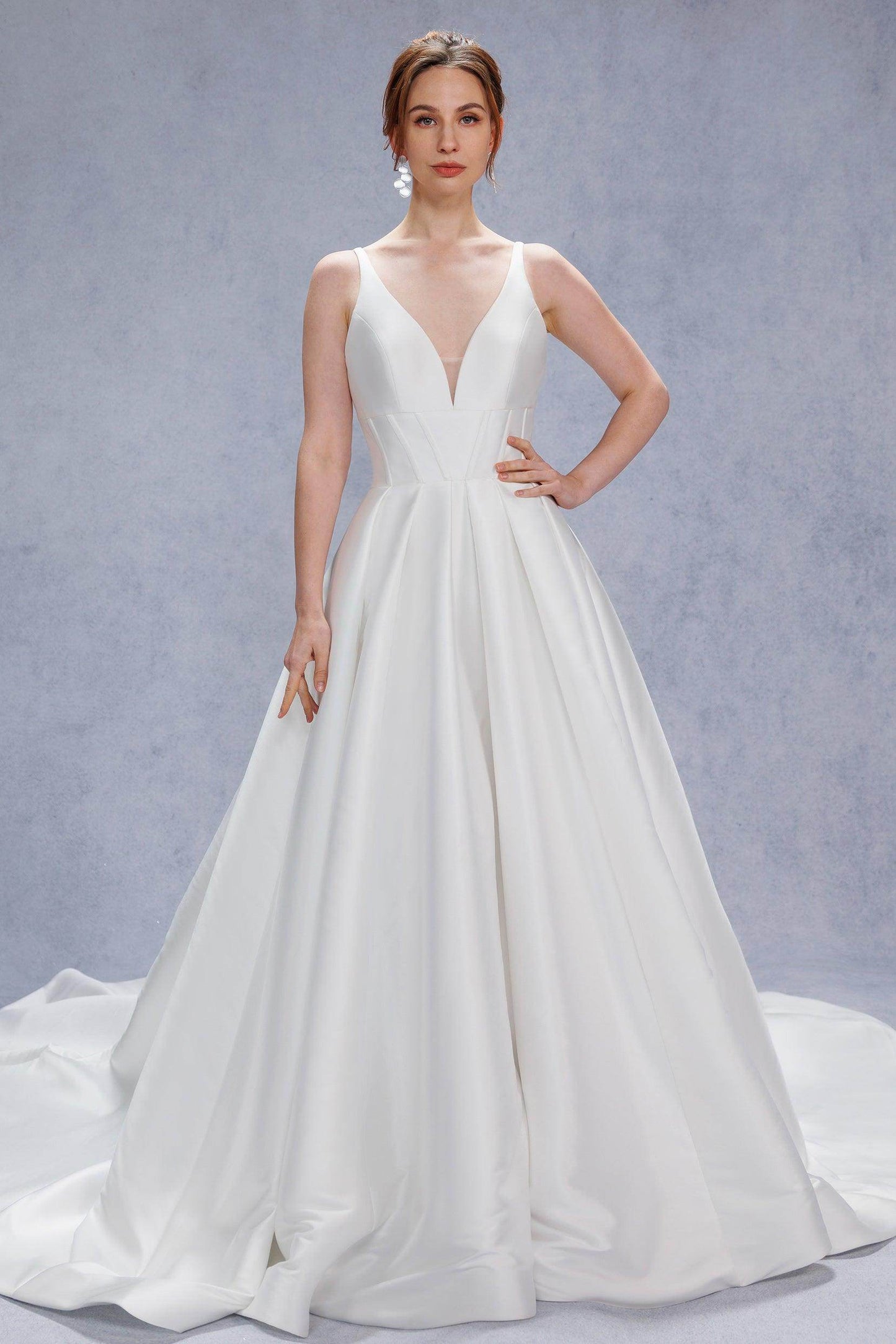 A-Line Court Train Mikado Wedding Dress CW3534