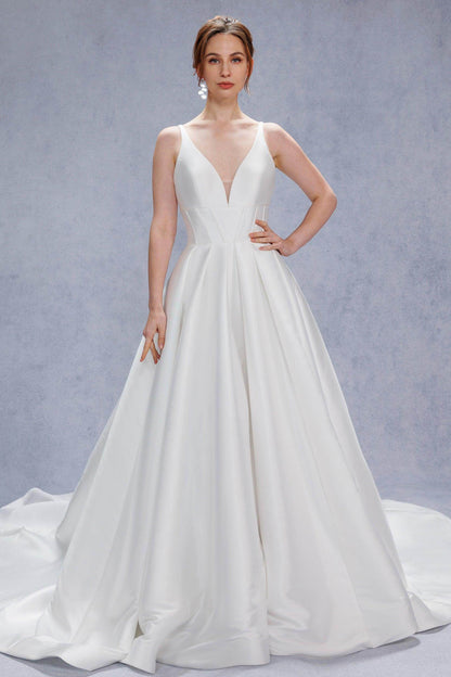 A-Line Court Train Mikado Wedding Dress CW3534