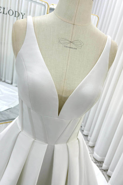 A-Line Court Train Mikado Wedding Dress CW3534