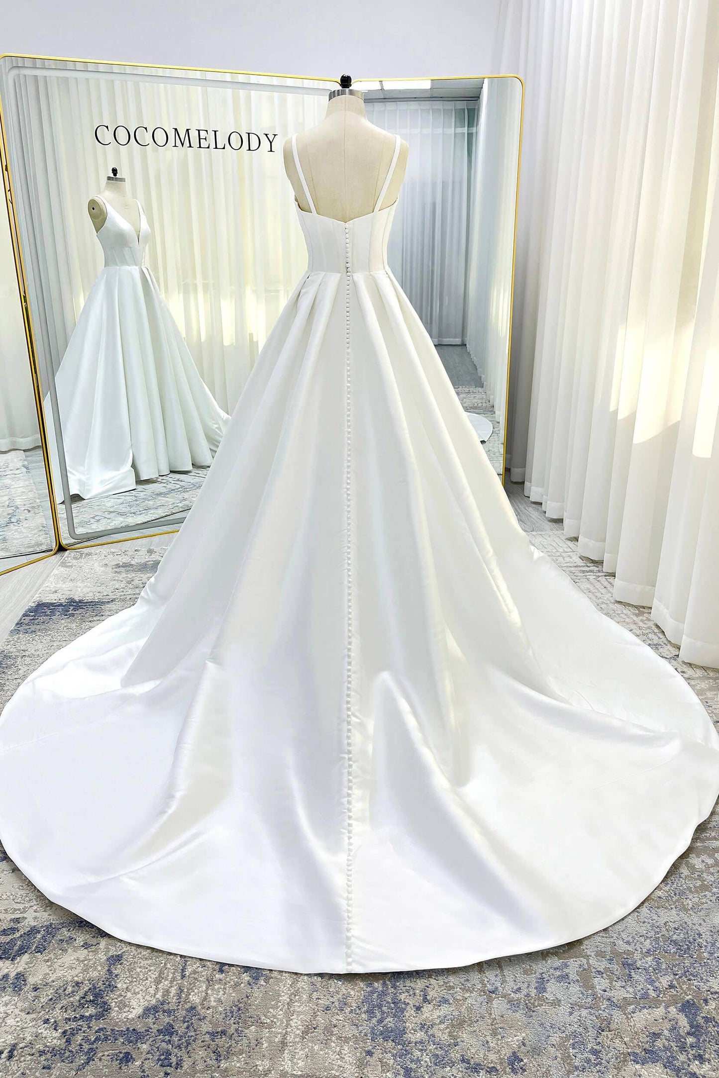 A-Line Court Train Mikado Wedding Dress CW3534