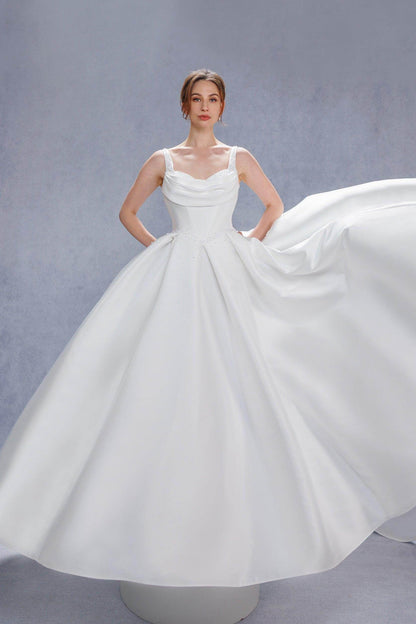 A-Line Court Train Mikado Wedding Dress CW3535