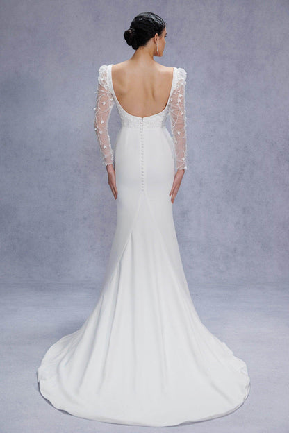 Trumpet-Mermaid Court Train Stretch Satin Wedding Dress CW3537