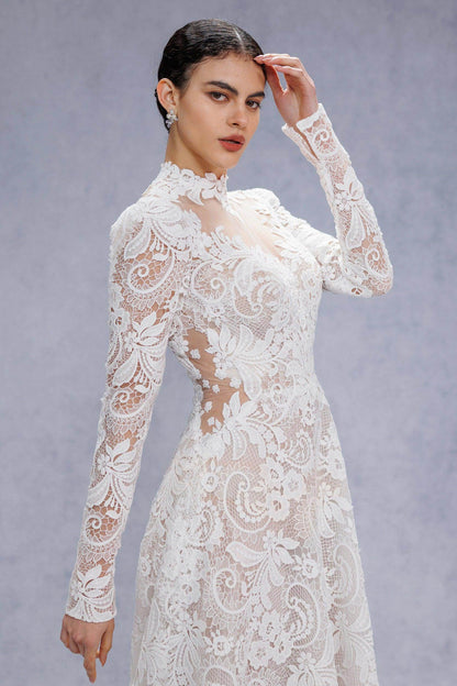 A-Line Court Train Lace Tulle Wedding Dress CW3538