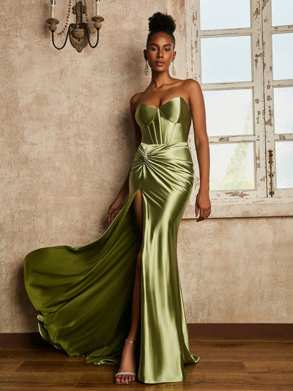 Sweetheart Mermaid Dress with Sweep Train Dusty Sage