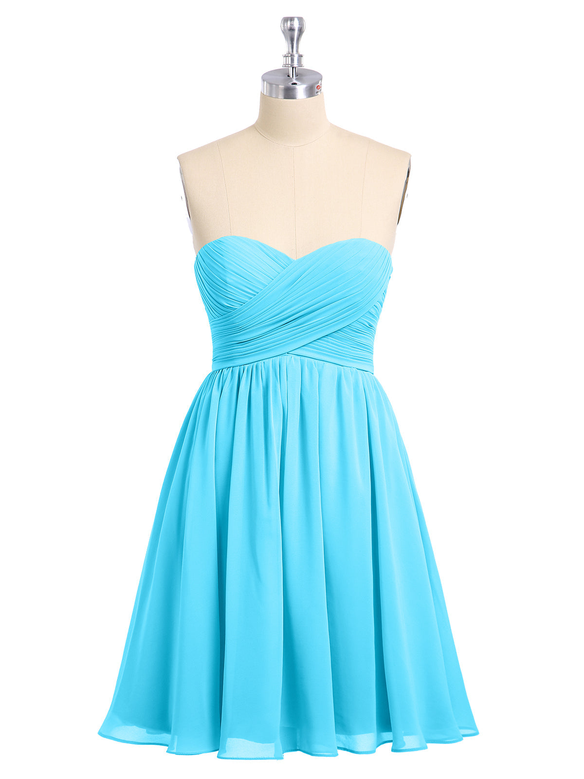 Strapless Sweetheart Neck Short Bridesmaid Gown Pool