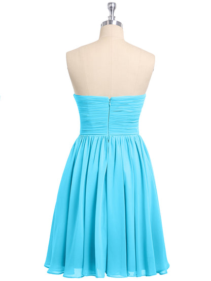 Strapless Sweetheart Neck Short Bridesmaid Gown Pool
