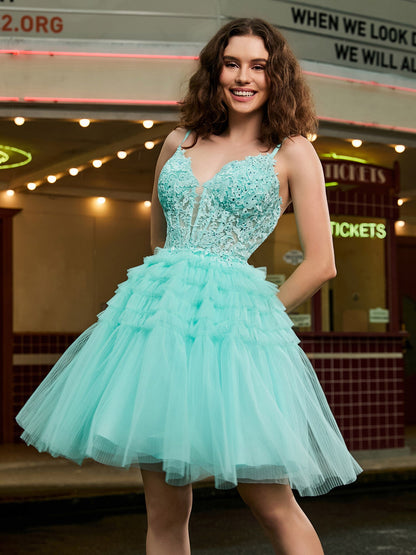 Corset Top Tulle Tiered Short Dress Spa