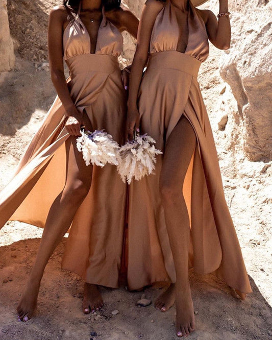 Champagne Satin Bridesmaid Dresses Mixed