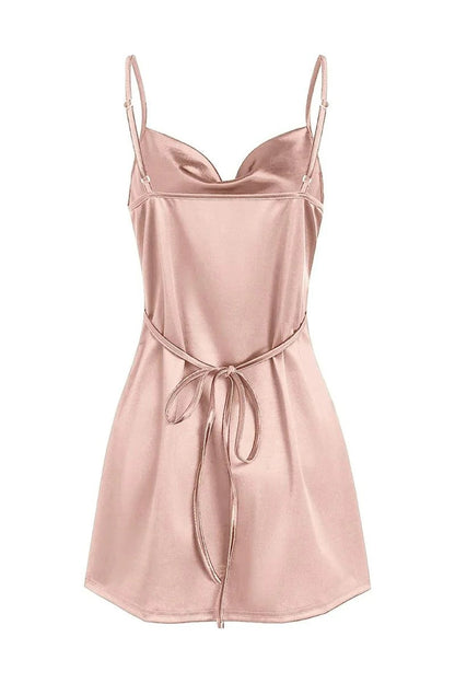 Champagne Spaghetti Straps Satin Homecoming Dress