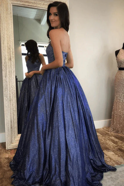 Aimishang Charming A Line Sequin Long Prom Dresses With Pockets, Evening Dresses