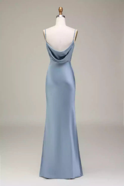 Charming satin backless sleeveless and floor length slim fit Bridesmaid Dresses