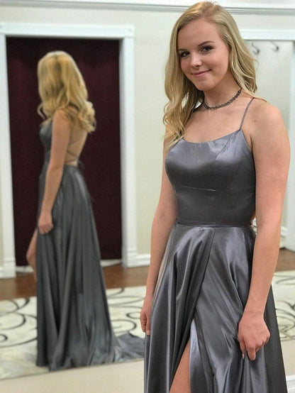 Aimishang A line Prom Dresses Criss-Cross Straps Long Evening Dresses