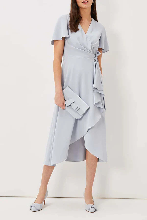 Sexy V-neck short sleeved chiffon plus size mother of the bride dress