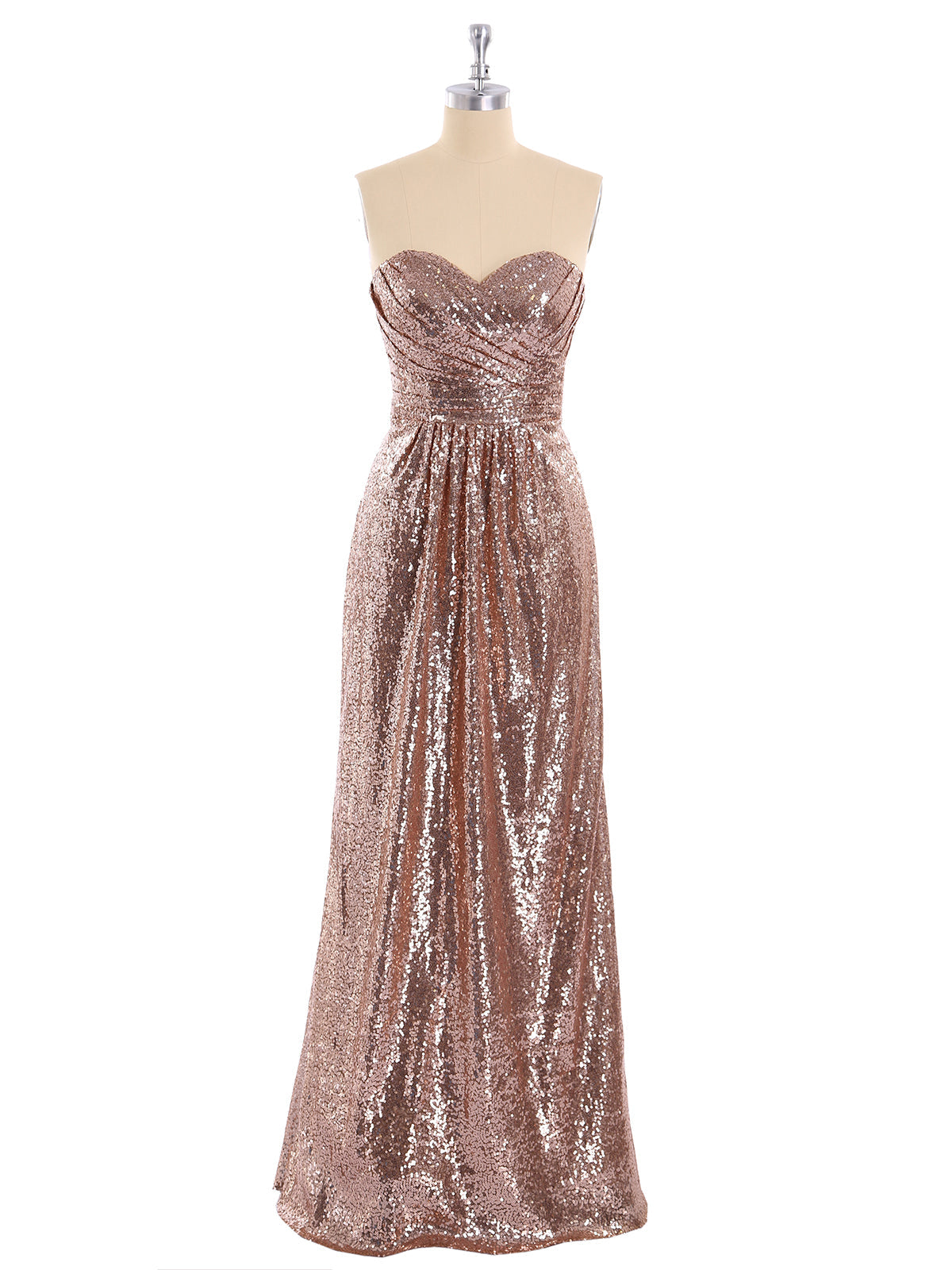 Strapless Full Length Sequins Dress Metallic Gold