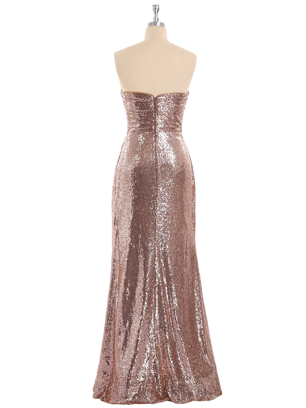 Strapless Full Length Sequins Dress Metallic Gold