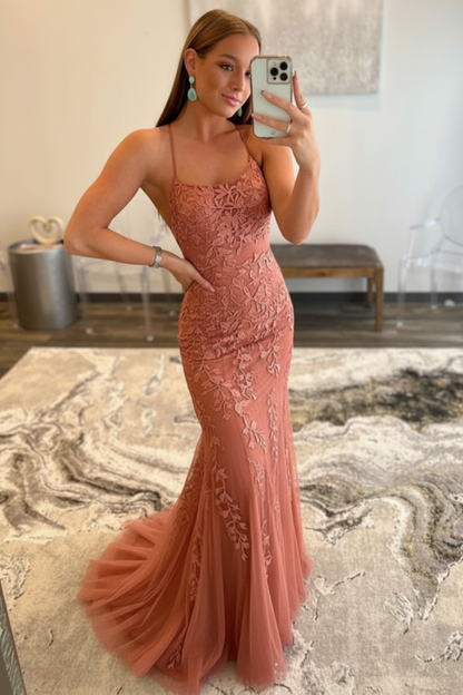 Mint Green Lace Mermaid Backless Long Prom Dresses Sleeveless Evening Dresses