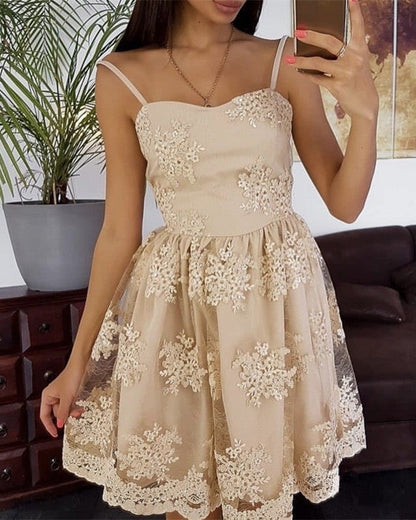 Cute A Line Spaghetti Straps Lace Homecoming Dresses