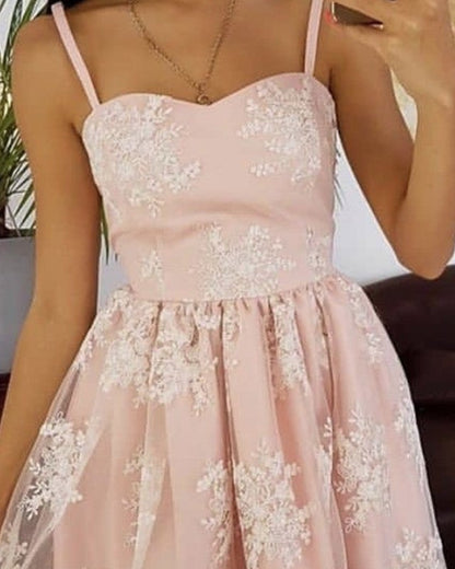 Cute A Line Spaghetti Straps Lace Homecoming Dresses